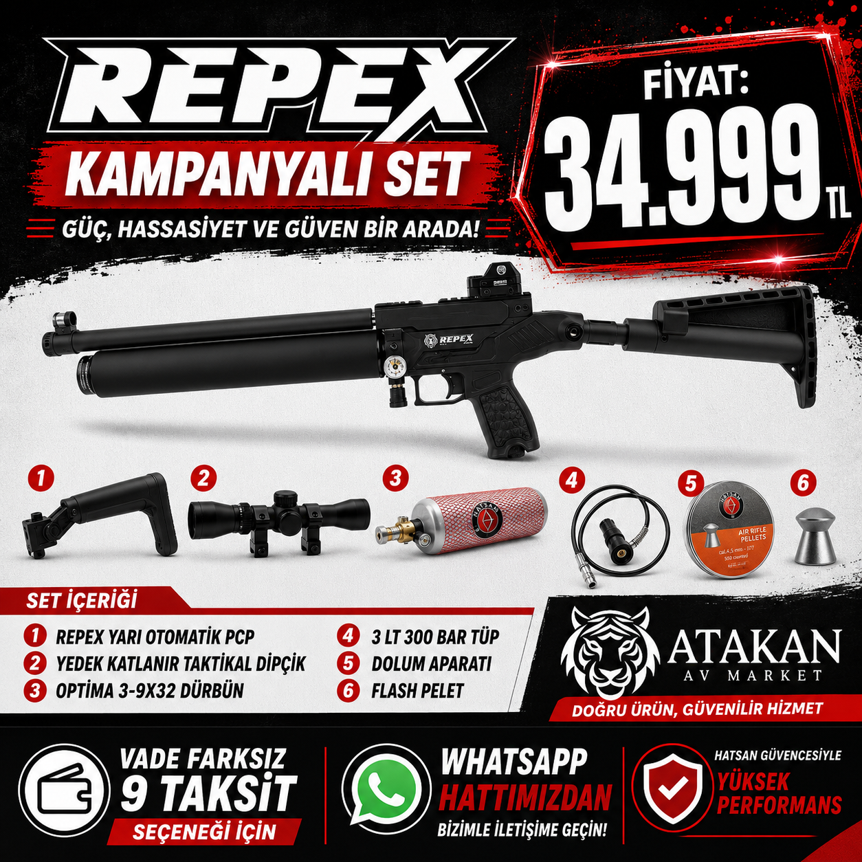 Hatsan Repex Yarı Otomatik PCP Havalı Tüfek Full Set