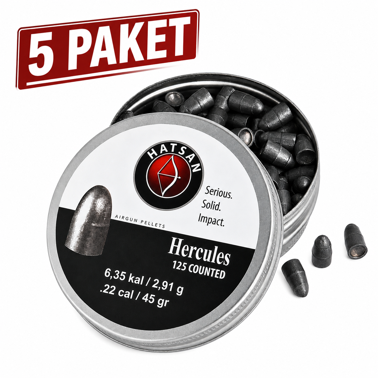 Hatsan Hercules 6,35 mm 5 Paket Havalı Tüfek Saçması (45 Grain - 625 Adet)