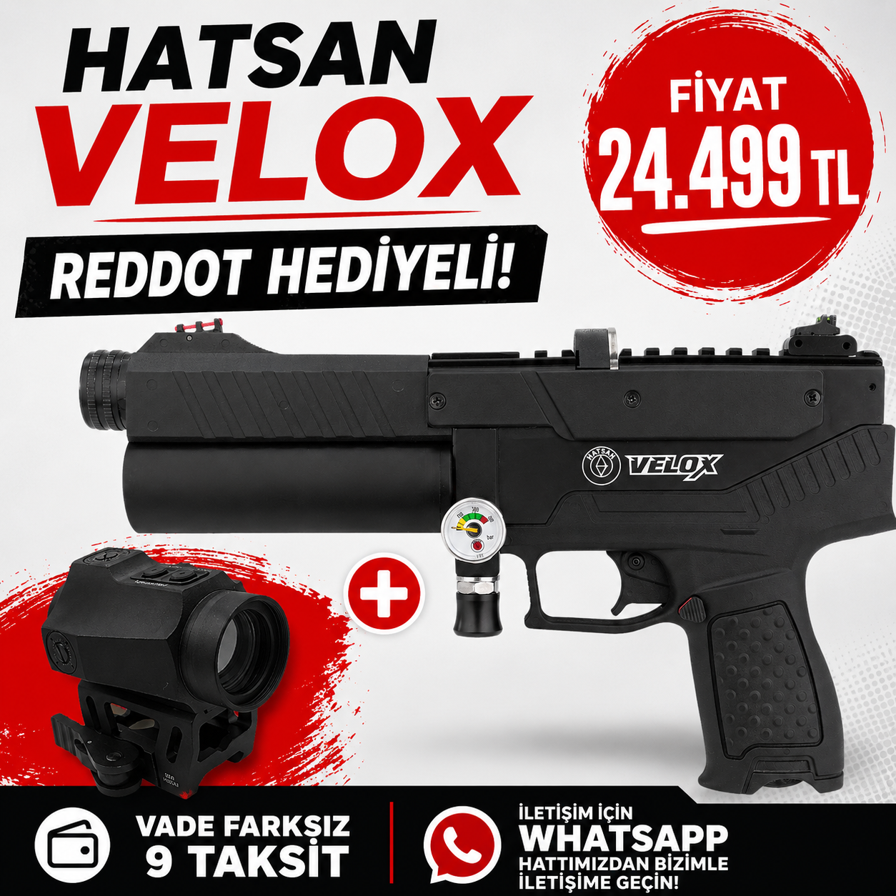 Hatsan Velox Siyah PCP Havalı Tabanca