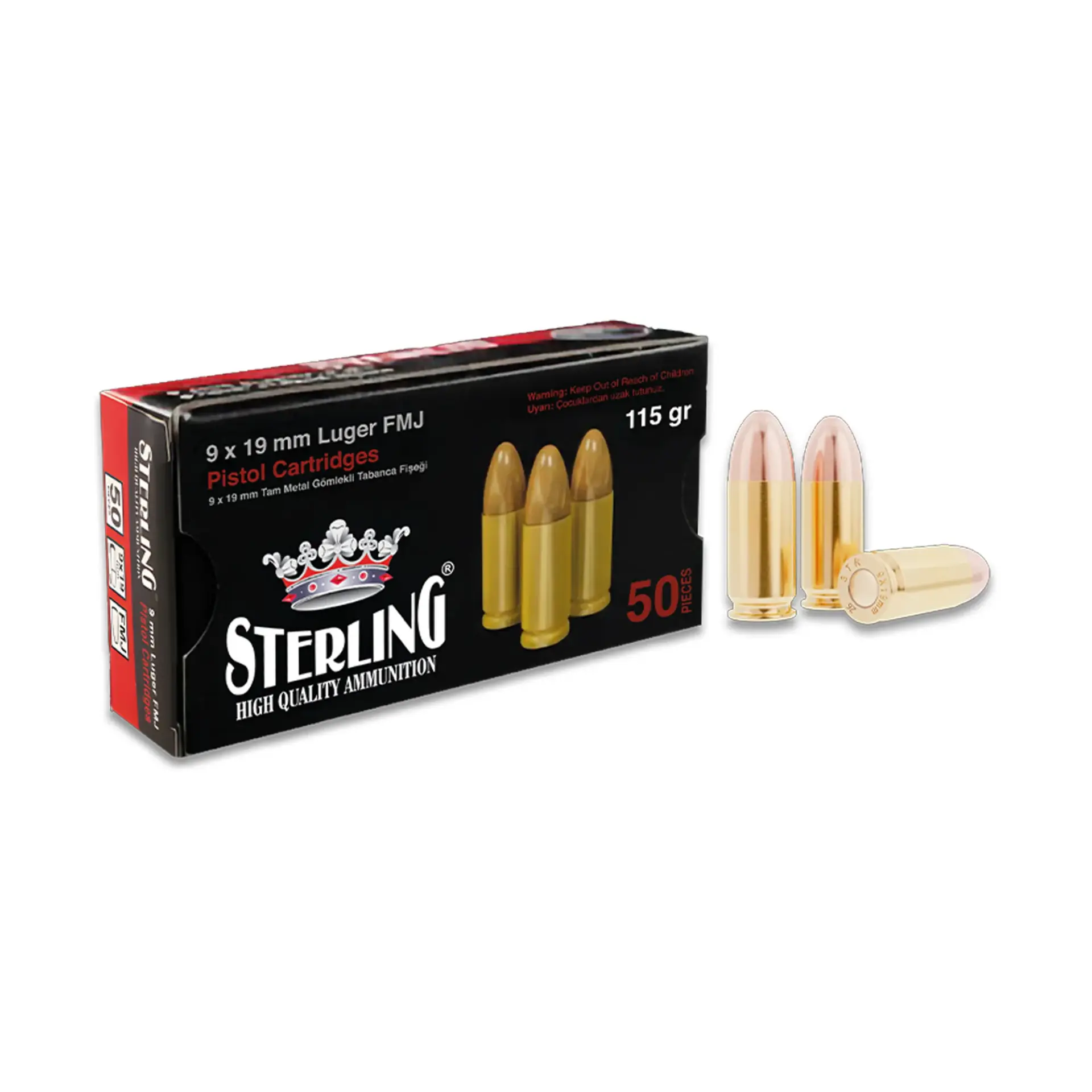 STERLING Sterling 9x19 mm Luger FMJ 115 grain tabanca mermisi