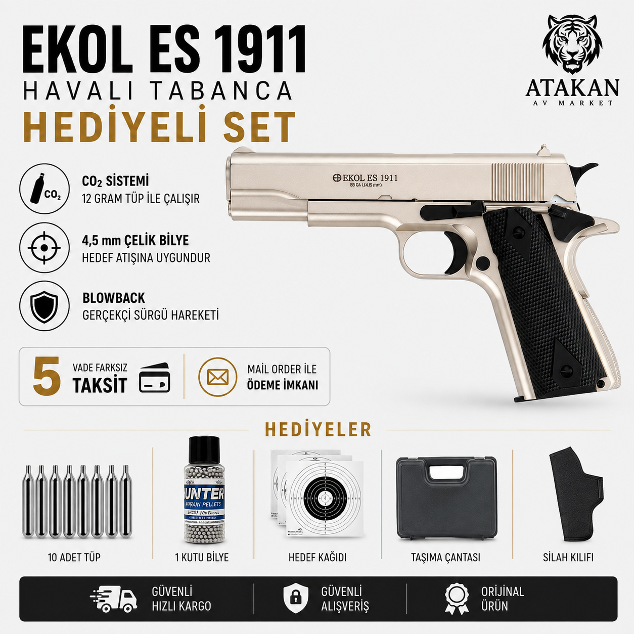 Ekol ES 1911 Saten Blowbackli Havalı Tabanca