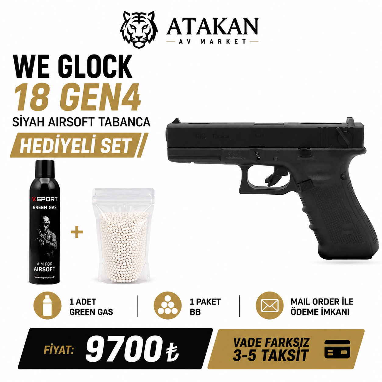 We Glock 18C Gen4 Siyah Airsoft Tabanca