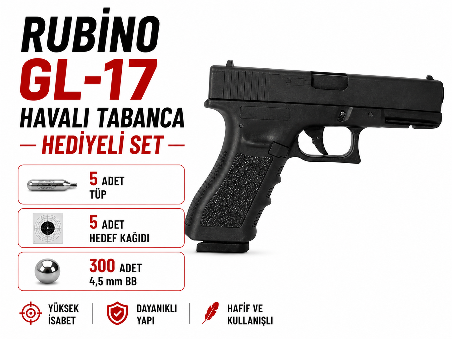 Rubino RBN-GL17 Blowback Havalı Tabanca Siyah